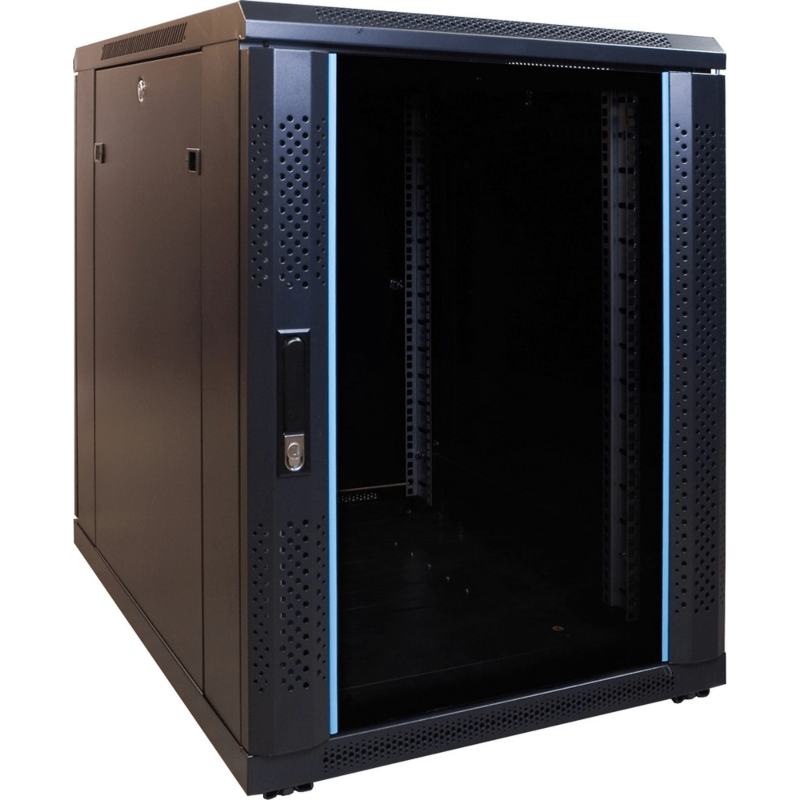 15U minikast met glazen voordeur 600x800x860mm