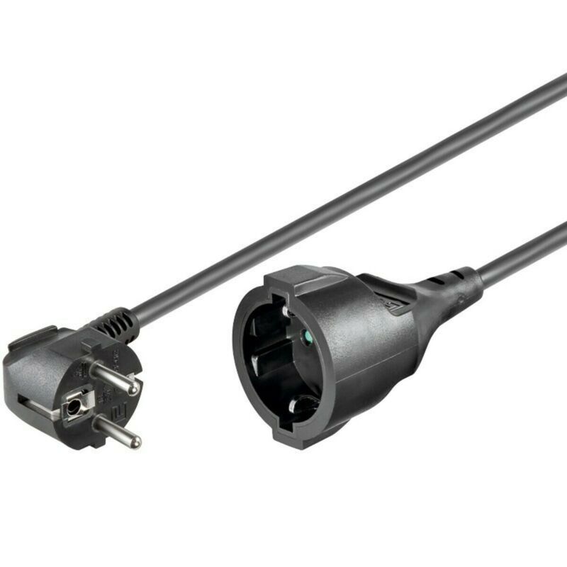 Stroomkabel verloop schuko 2m zwart