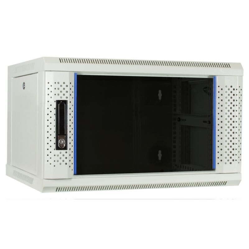 6U witte wandkast met glazen deur 600x450x368mm (BxDxH)