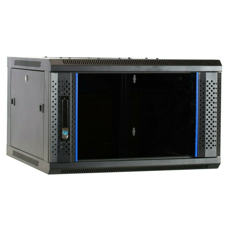 6U wandkast ongemonteerd met glazen deur 600x600x368mm (BxDxH)