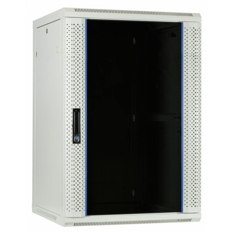 22U witte wandkast met glazen deur 600x600x1100mm (BxDxH)