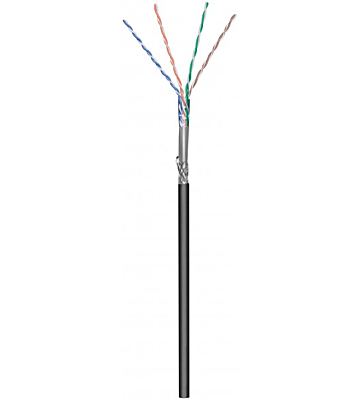 CAT6 SF/UTP 305m buitenkabel op rol stug zwart CCA