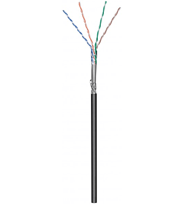 CAT6 S/FTP 100m buitenkabel op rol stug zwart CCA