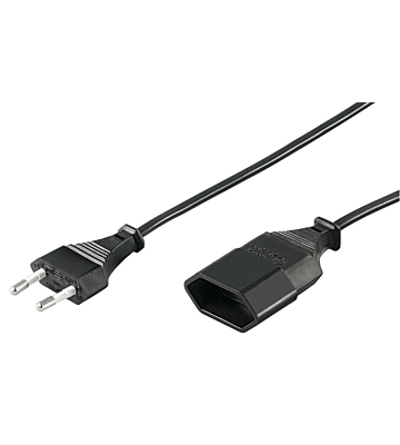 Stroomkabel verloop europlug 3m zwart