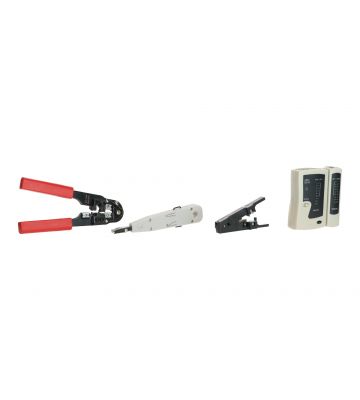 Danicom netwerk toolset (RJ45 krimptang, LSA-tool, striptang, testtool voor diverse connectoren) 