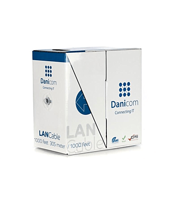 CAT5e U/UTP 305m kabel op rol stug grijs CCA