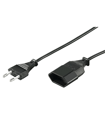 Stroomkabel verloop europlug 3m zwart