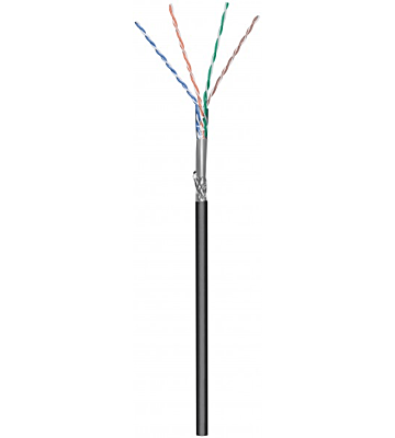 CAT6 SF/UTP 100m buitenkabel op rol soepel zwart CCA