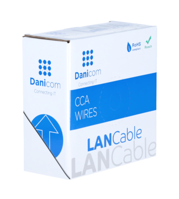 CAT5e U/UTP 50m kabel op rol soepel grijs CCA