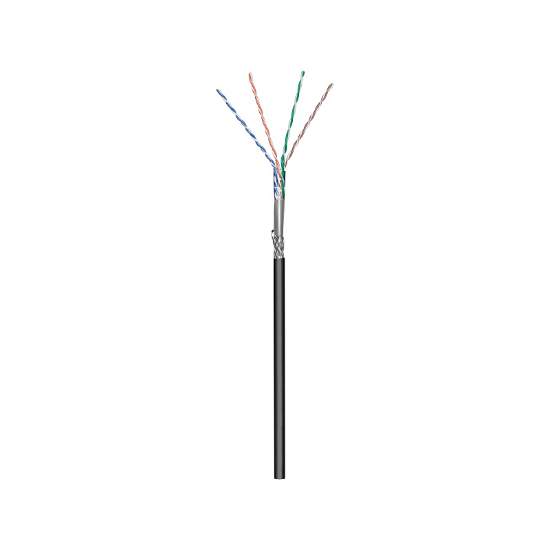 CAT6 S/FTP 305m buitenkabel op rol soepel zwart CCA