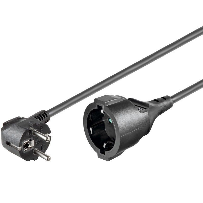 Stroomkabel verloop schuko 2m zwart