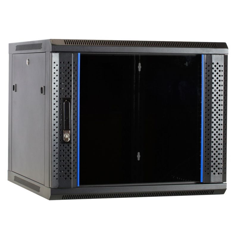 9U wandkast met glazen voordeur 600x600x500mm - ongemonteerd