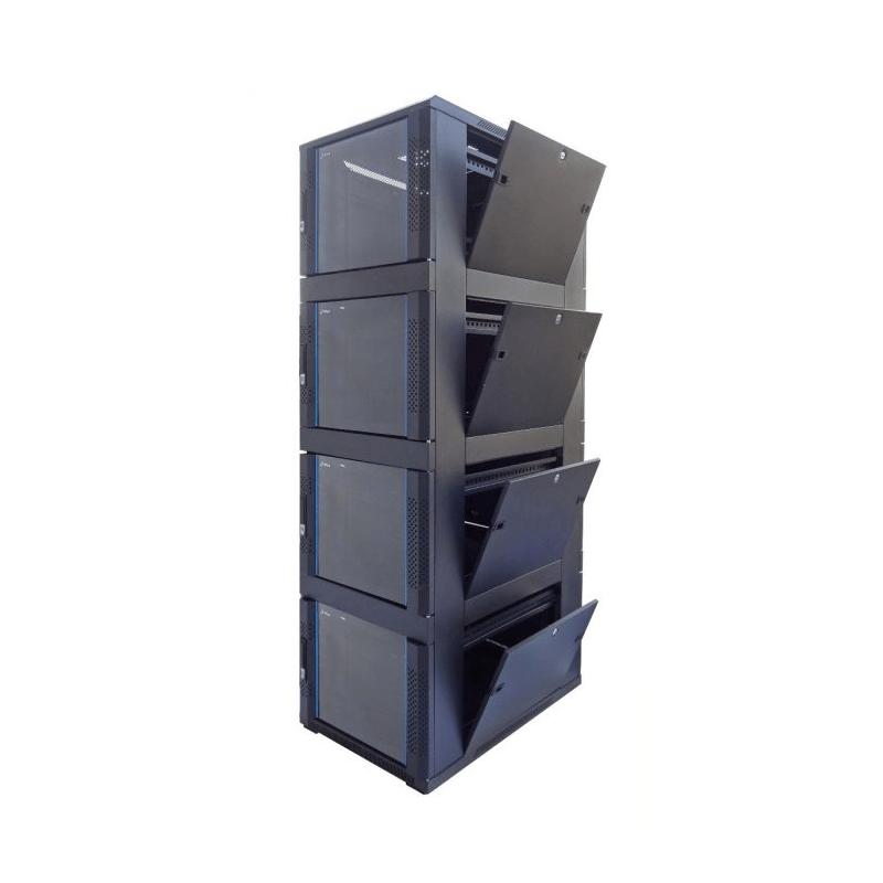 42U compartiment serverkast met glazen voordeur - 4x9U - 800x800x2000mm