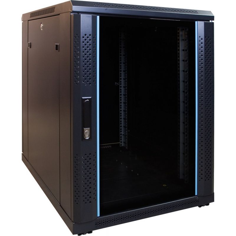 15U minikast met glazen voordeur 600x800x860mm