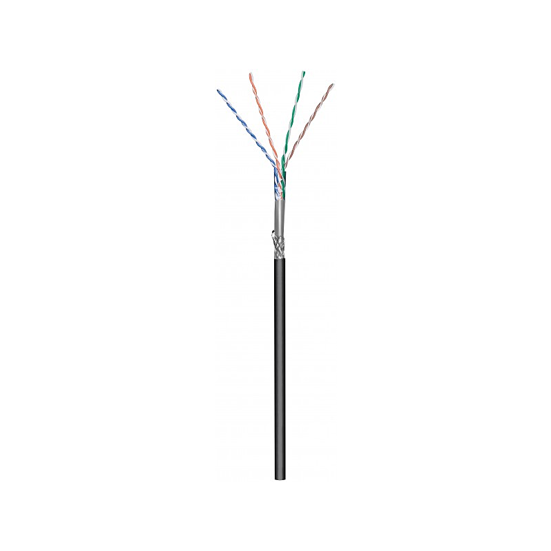 CAT6 SF/UTP 100m buitenkabel op rol stug zwart CCA