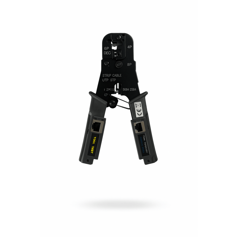Krimptang voor RJ11 en RJ45, met ingebouwde kabeltester