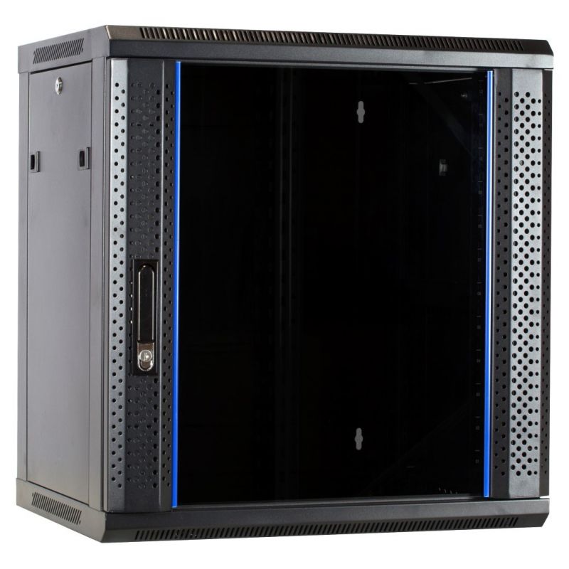 12U wandkast ongemonteerd met glazen deur 600x450x635mm (BxDxH)